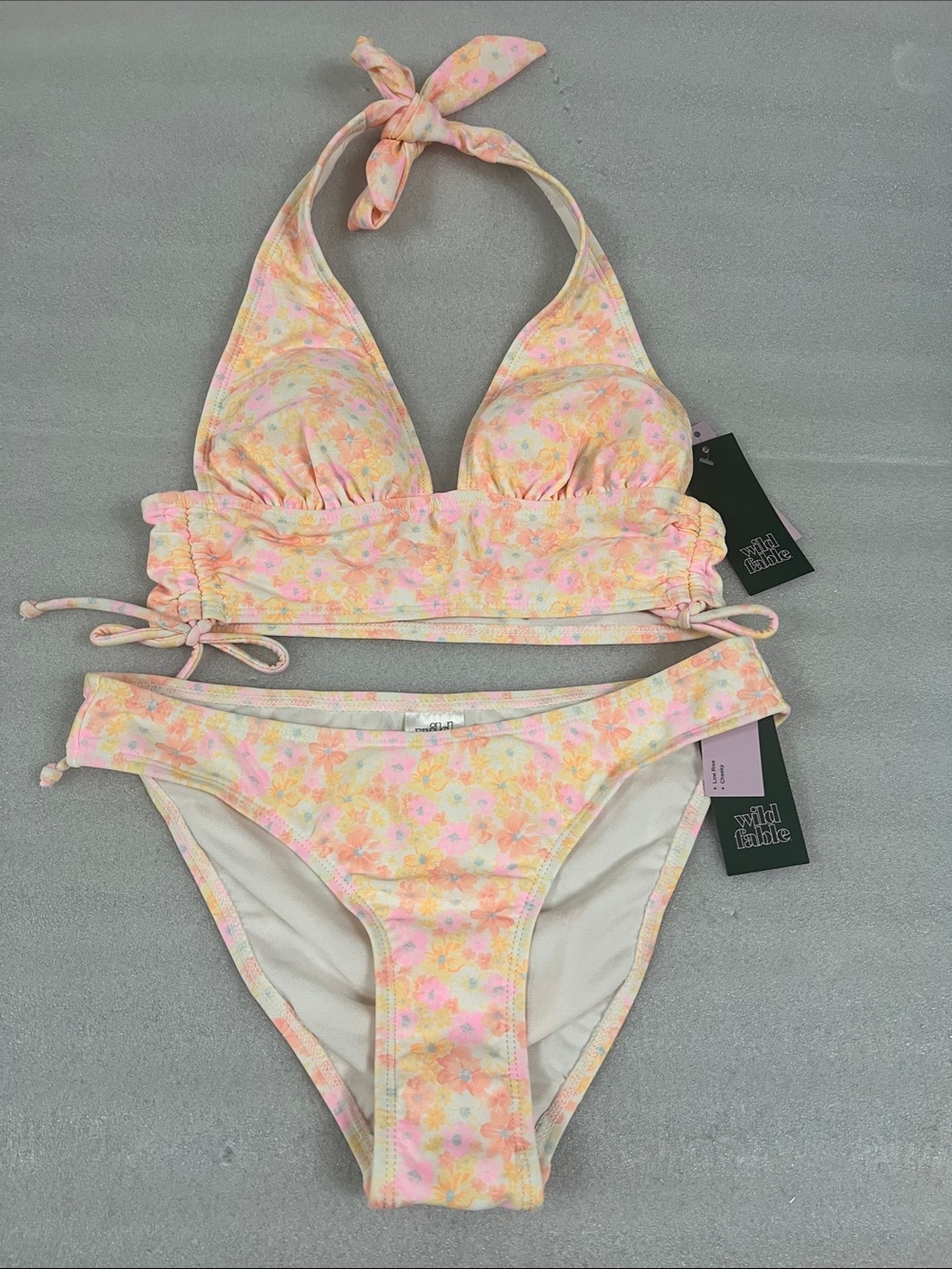 Wild Fable Pastel Floral Bikini Set - Pink, Yellow & Peach Size S (4-6)